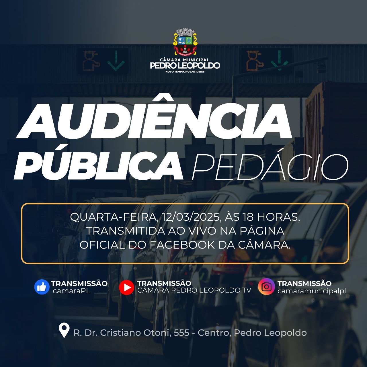 Câmara Municipal de Pedro Leopoldo convida população para Audiência Pública sobre o Pedágio