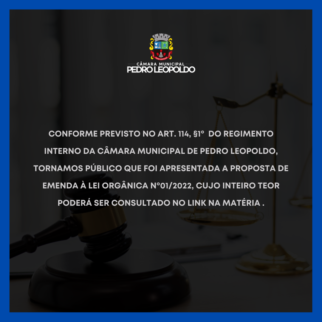 CMPL torna pública proposta de emenda à Lei Orgânica nº01/2022