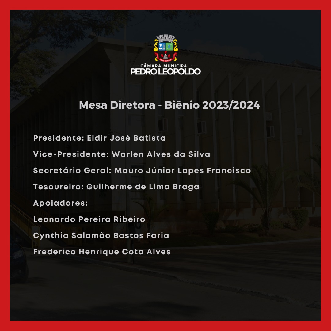 Confira a composição da Mesa Diretora eleita para o Biênio 2023/2024