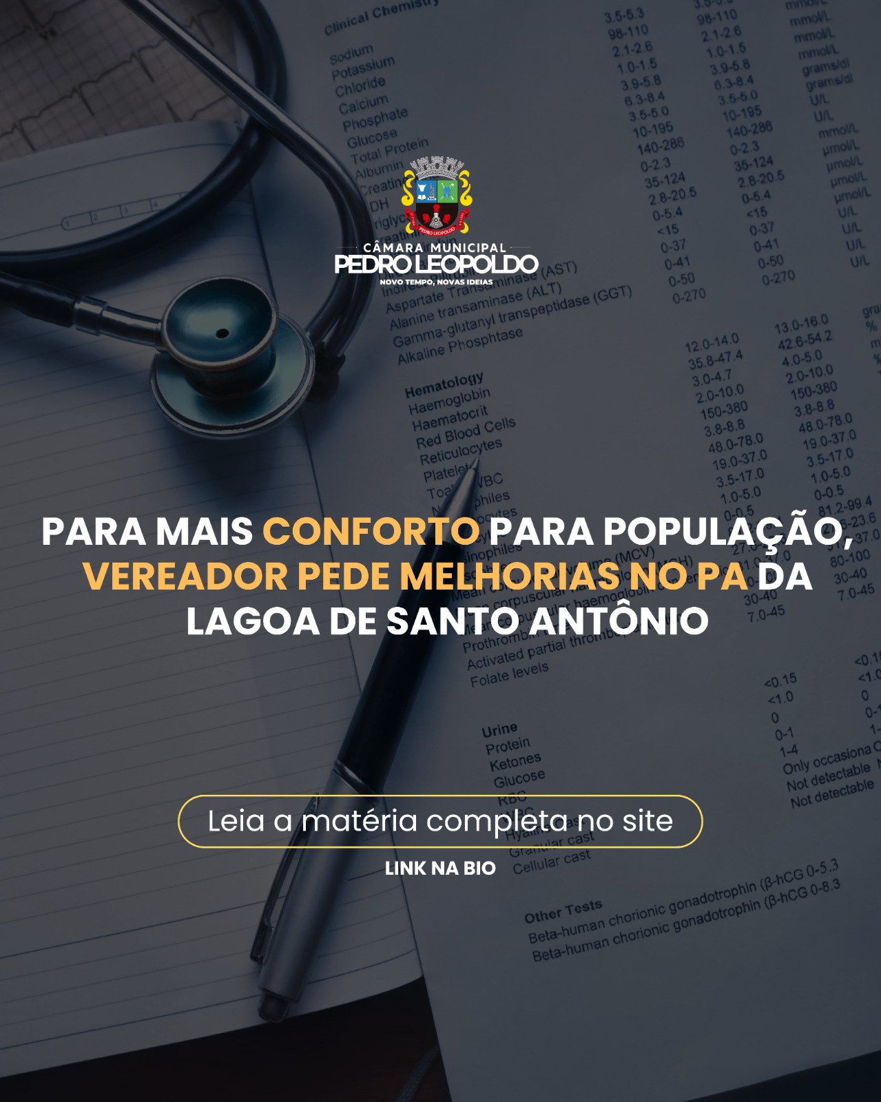 Para mais conforto da população, vereador pede melhorias no PA da Lagoa de Santo Antônio