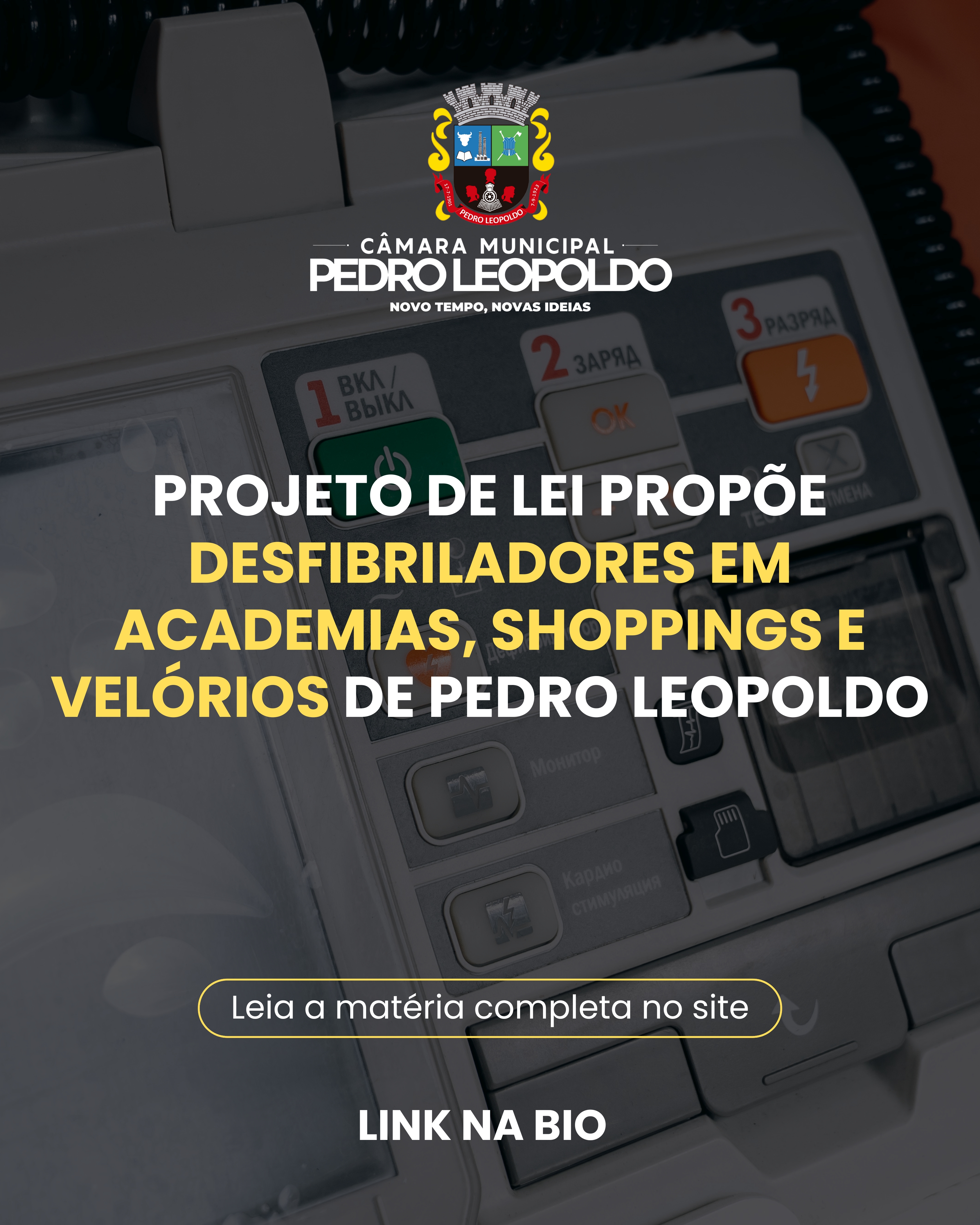 Projeto de Lei propõe desfibriladores em academias, shoppings e velórios de Pedro Leopoldo