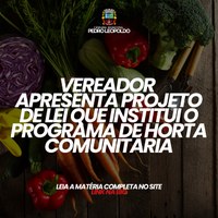 Vereador apresenta Projeto de Lei que institui programa de horta comunitária