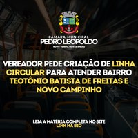 Vereador pede criação de linha circular para atender os bairros Teotônio Batista de Freitas e Novo Campinho